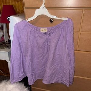 Universal Thread Purple 3/4 Sleeve Tie Front Blouse